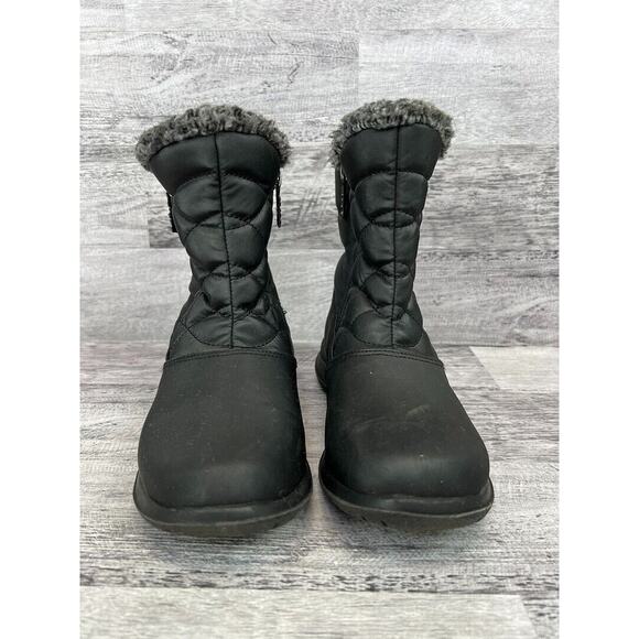 Totes Womens Insulated Quilted Winter Boots Size 6M Black With Faux Fur Trim - Picture 2 of 8